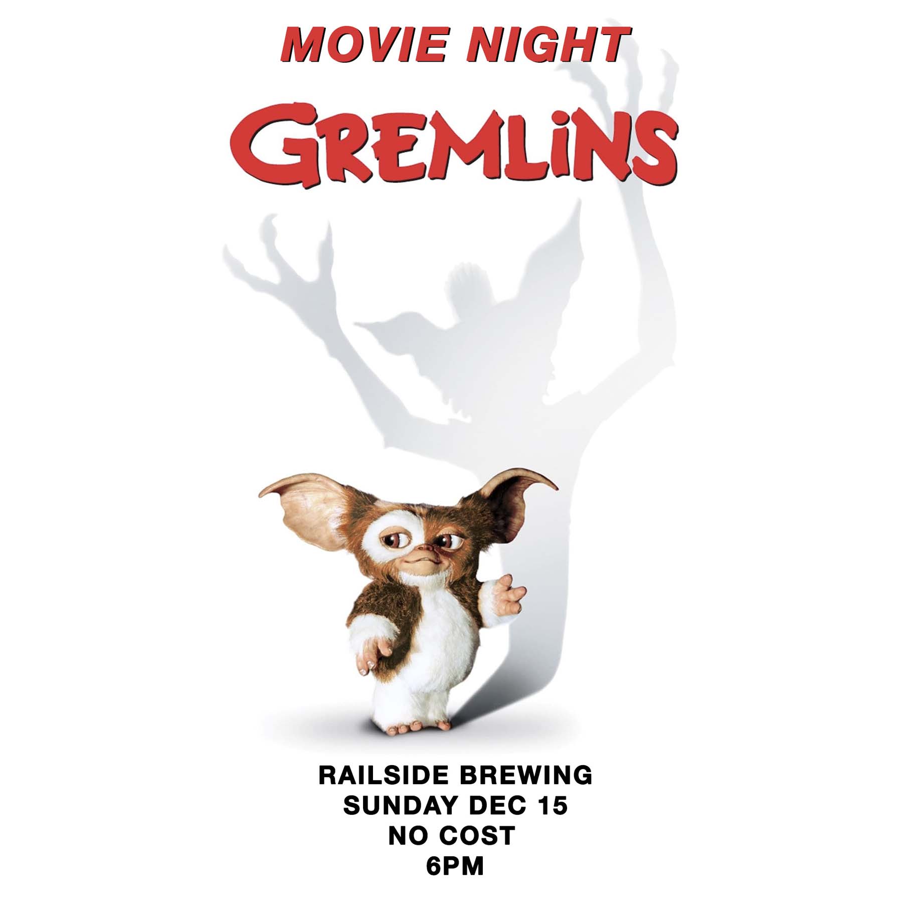 movie night gremlins railside brewing in kelowna