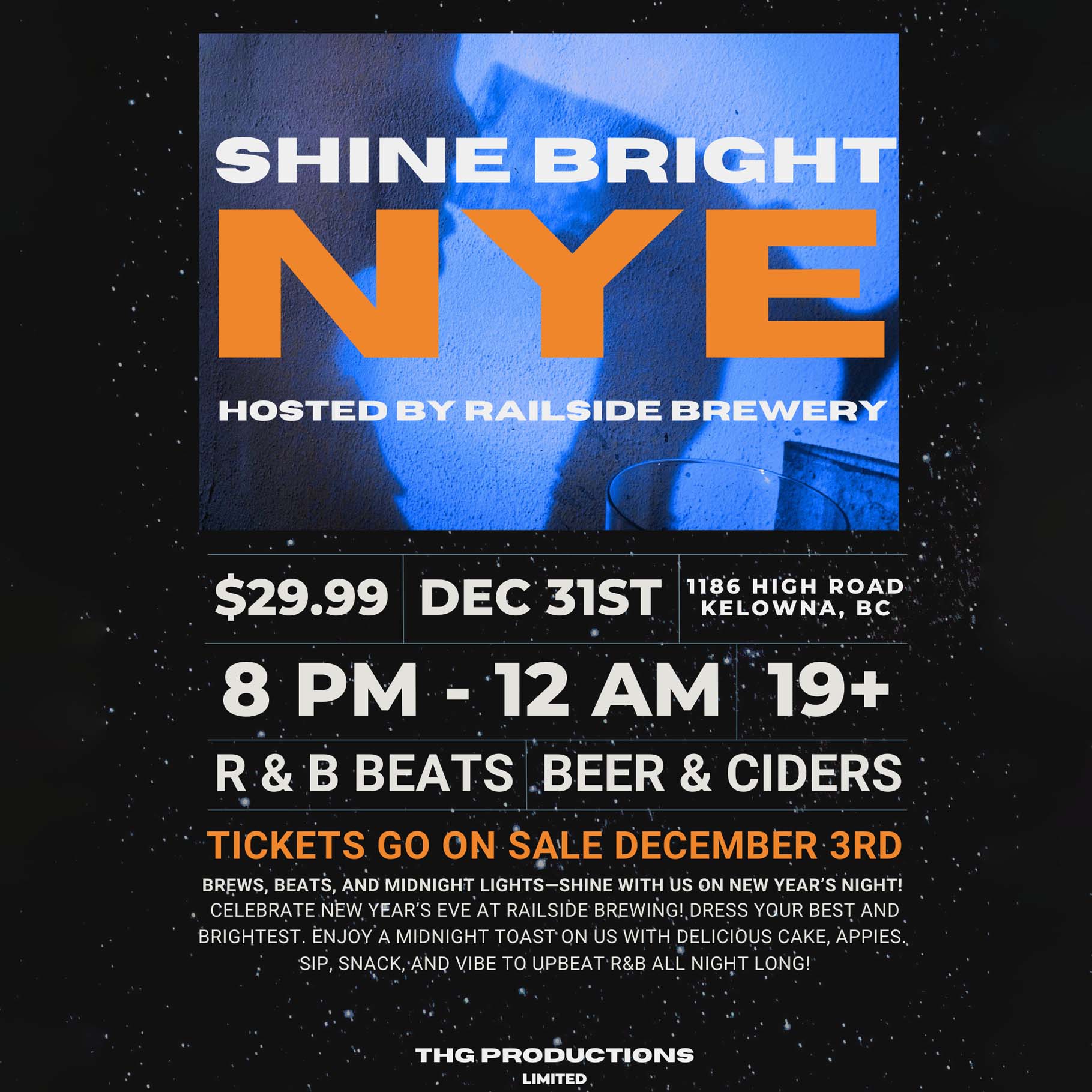 nye party at railside brewing in kelowna