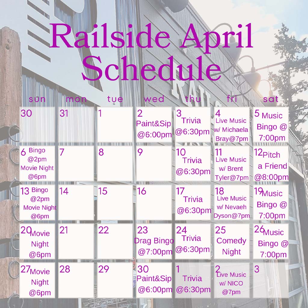 kelowna events at railside brewing april 2025