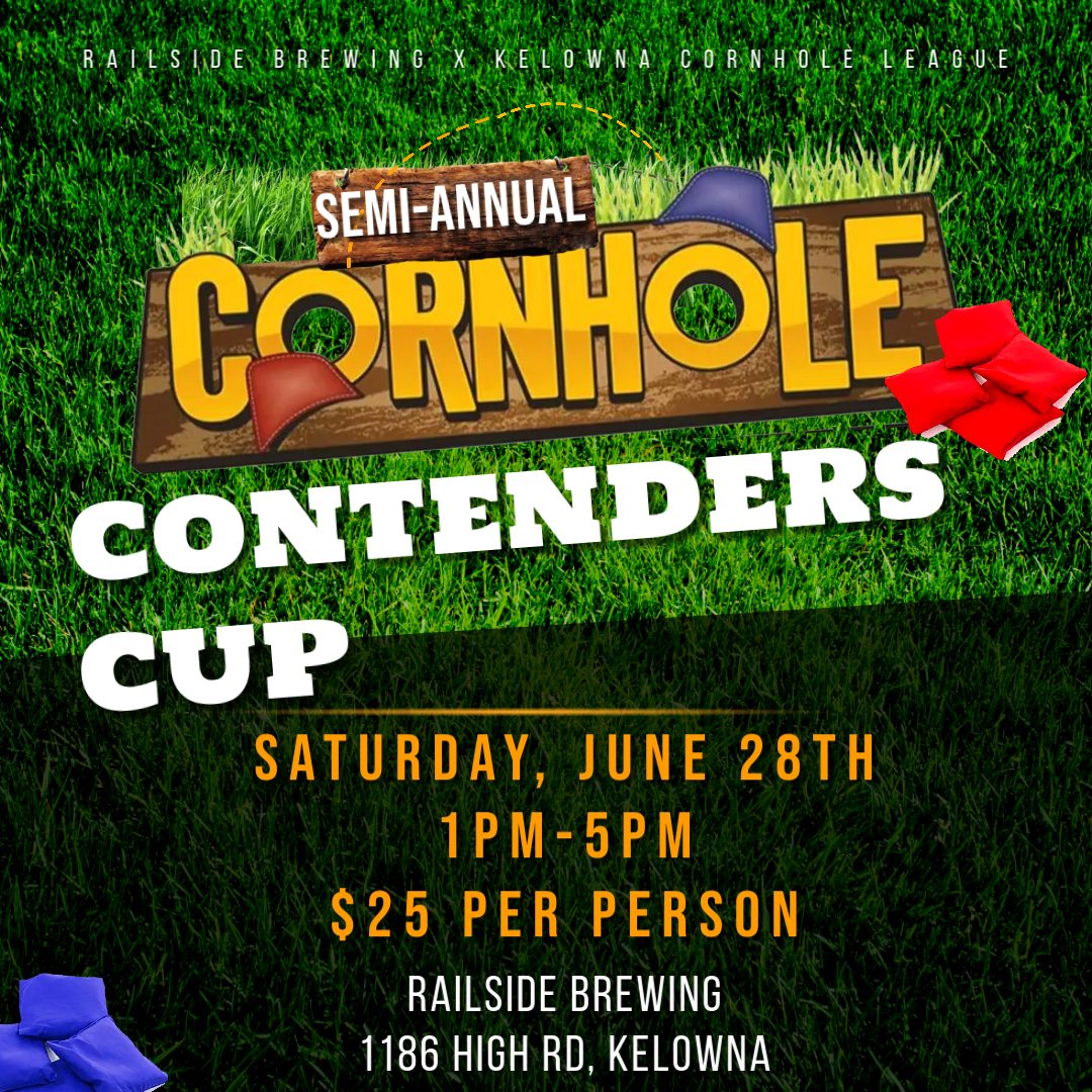 cornhole at railside in kelowna