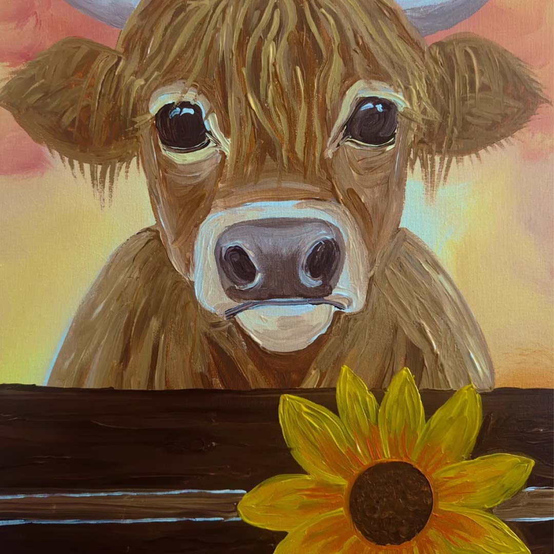 paint and sip october event at railside brewing in kelowna highland cow