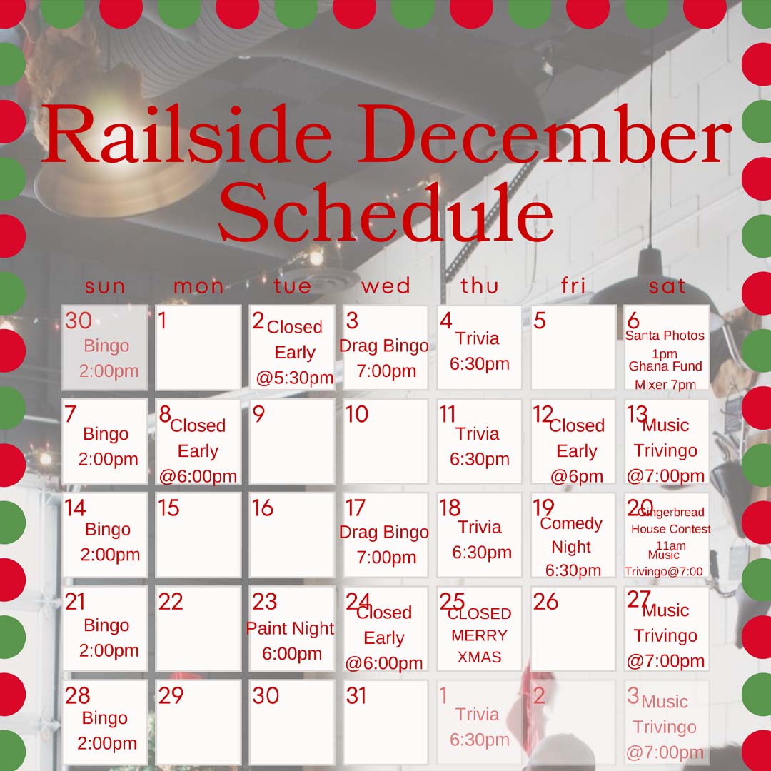 december events in kelowna at railside brewing in kelowna