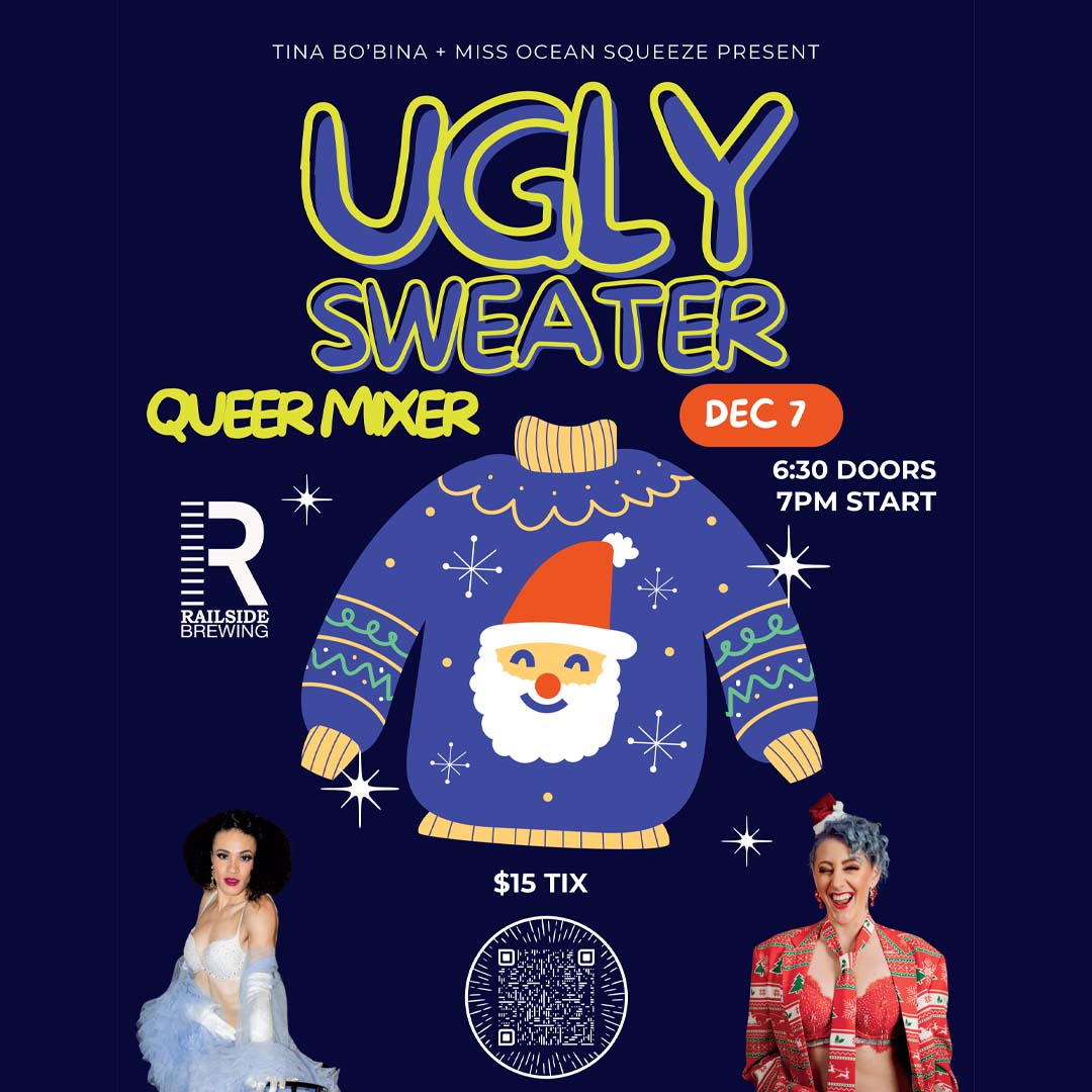 ugly sweater queer mixer event railside brewing
