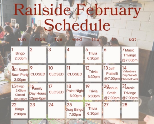 railside february calendar of events in kelowna