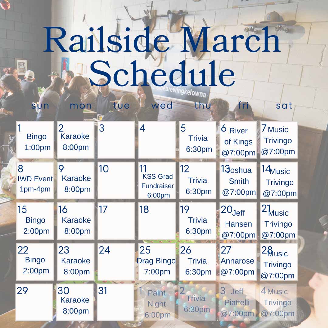 railside brewing march calendar of events