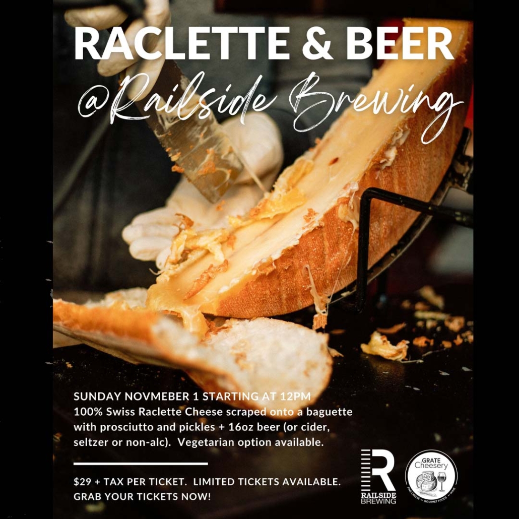 raclette and beer at railside brewing october 2026